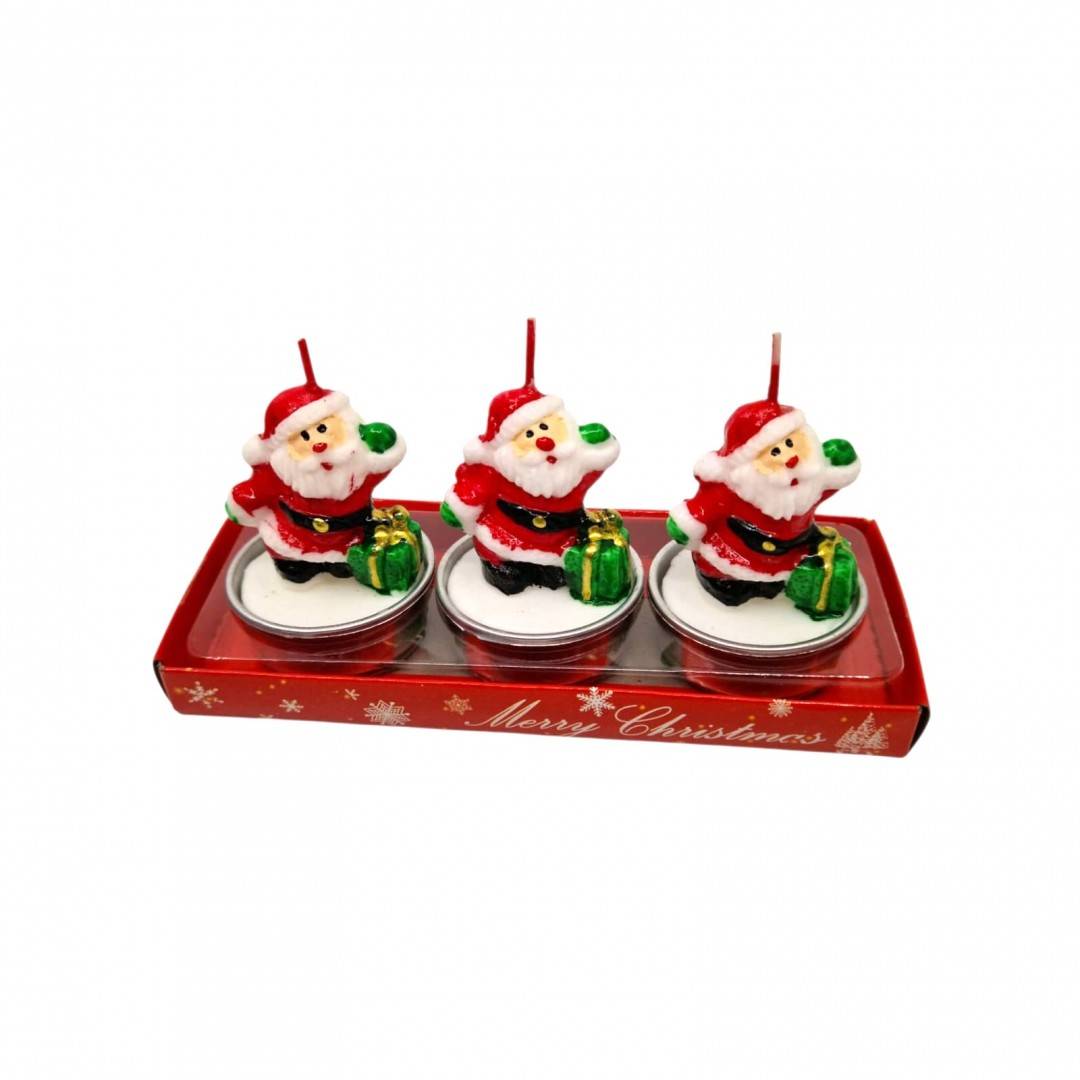 Lumanari decorative pentru Craciun, set 3 buc, Mos Craciun