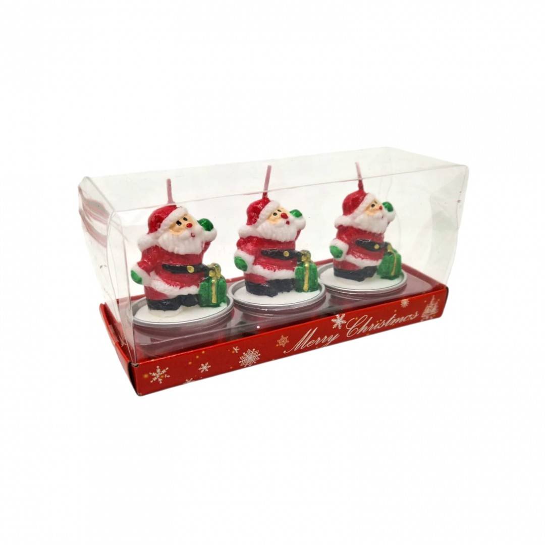 Lumanari decorative pentru Craciun, set 3 buc, Mos Craciun
