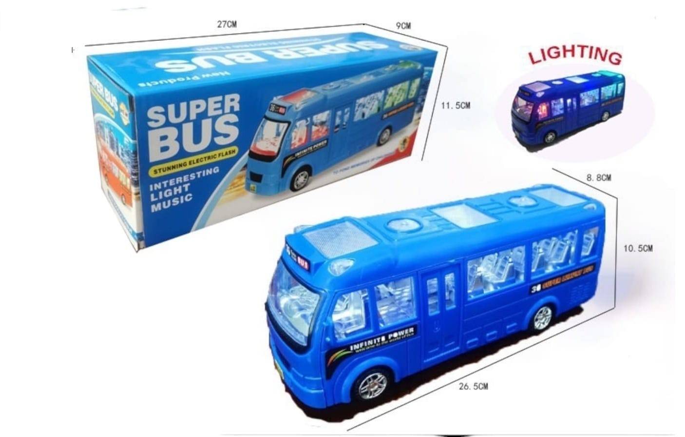 Autobuz de jucarie cu sunete si lumini, 26.5 cm, albastru