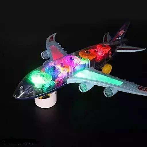 avion cu carcasa transparenta, lumini si sunete, 30 cm