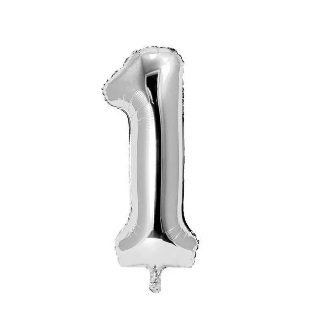 balon din folie metalizata, argintiu, 80 cm, cifra 1