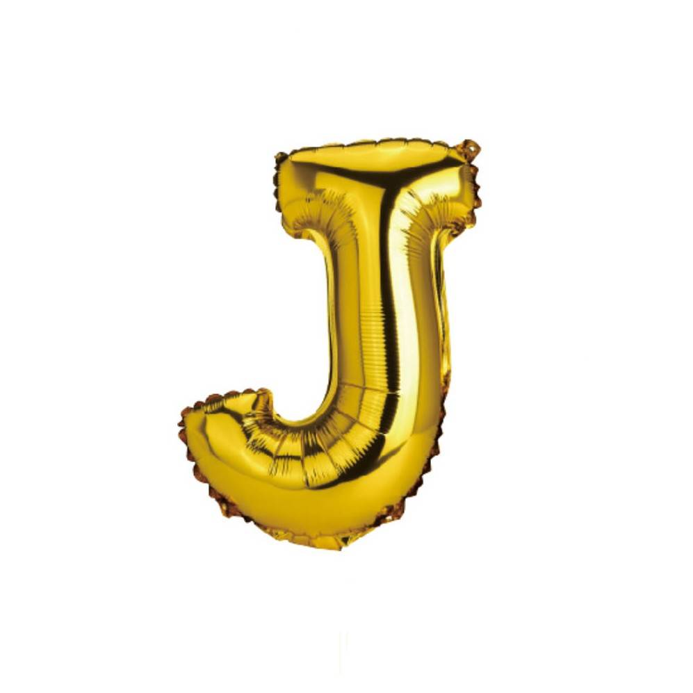 balon din folie metalizata, auriu, 40 cm, litera J