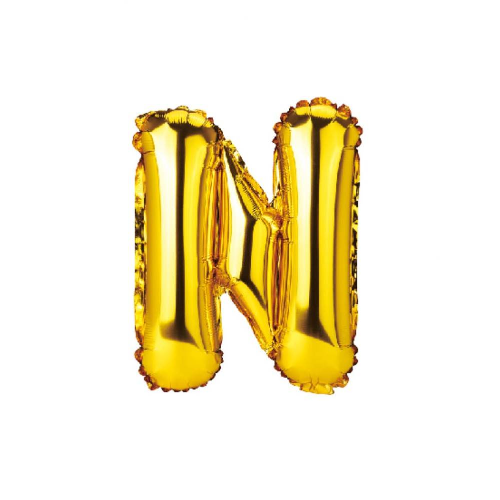 balon din folie metalizata, auriu, 40 cm, litera N
