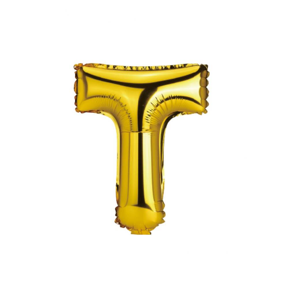 balon din folie metalizata, auriu, 40 cm, litera T