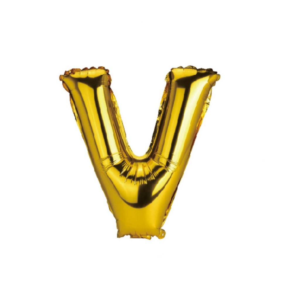 balon din folie metalizata, auriu, 40 cm, litera V