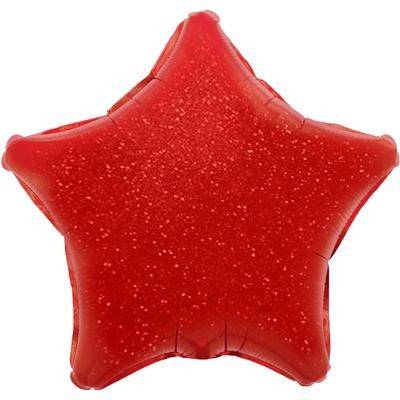 balon in forma de stea, cu efect holografic, 55 cm, rosu