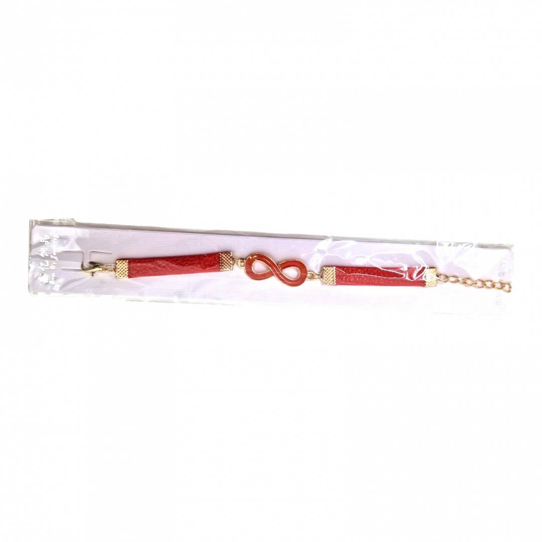 Bratara martisor reglabila din piele ecologica, infinit, rosu
