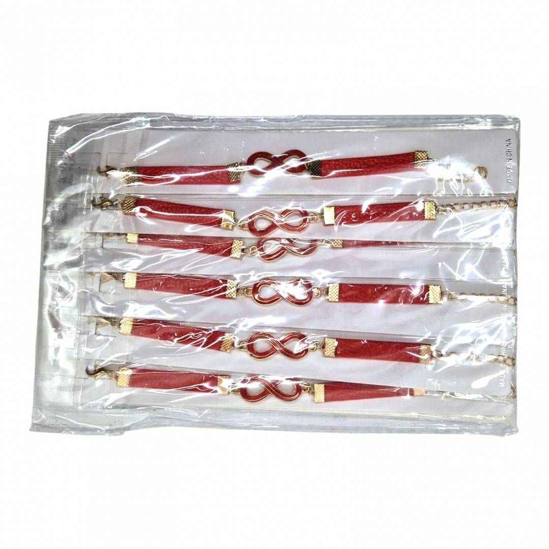 Bratara martisor reglabila din piele ecologica, infinit, rosu