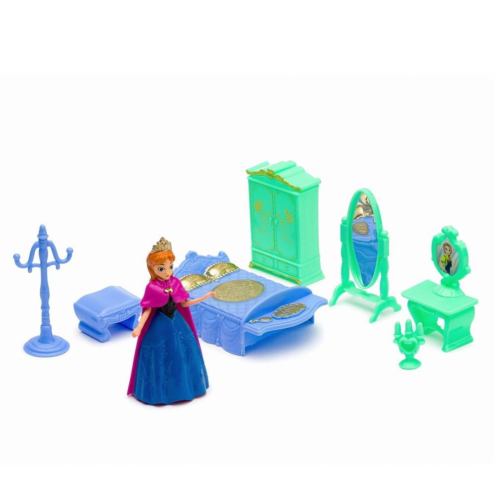 castel de gheata cu 5 turnuri, o figurina Anna si 7 accesorii, 30 x 29 x 6 cm, albastru