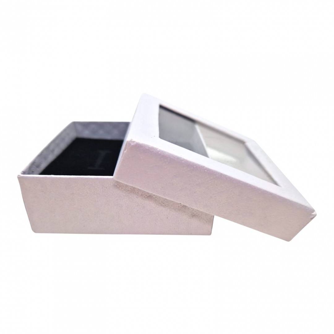 Cutie Bijuterii Alba Cu Fereastra, Ambalaj Premium Cadou, 8x8x3 cm