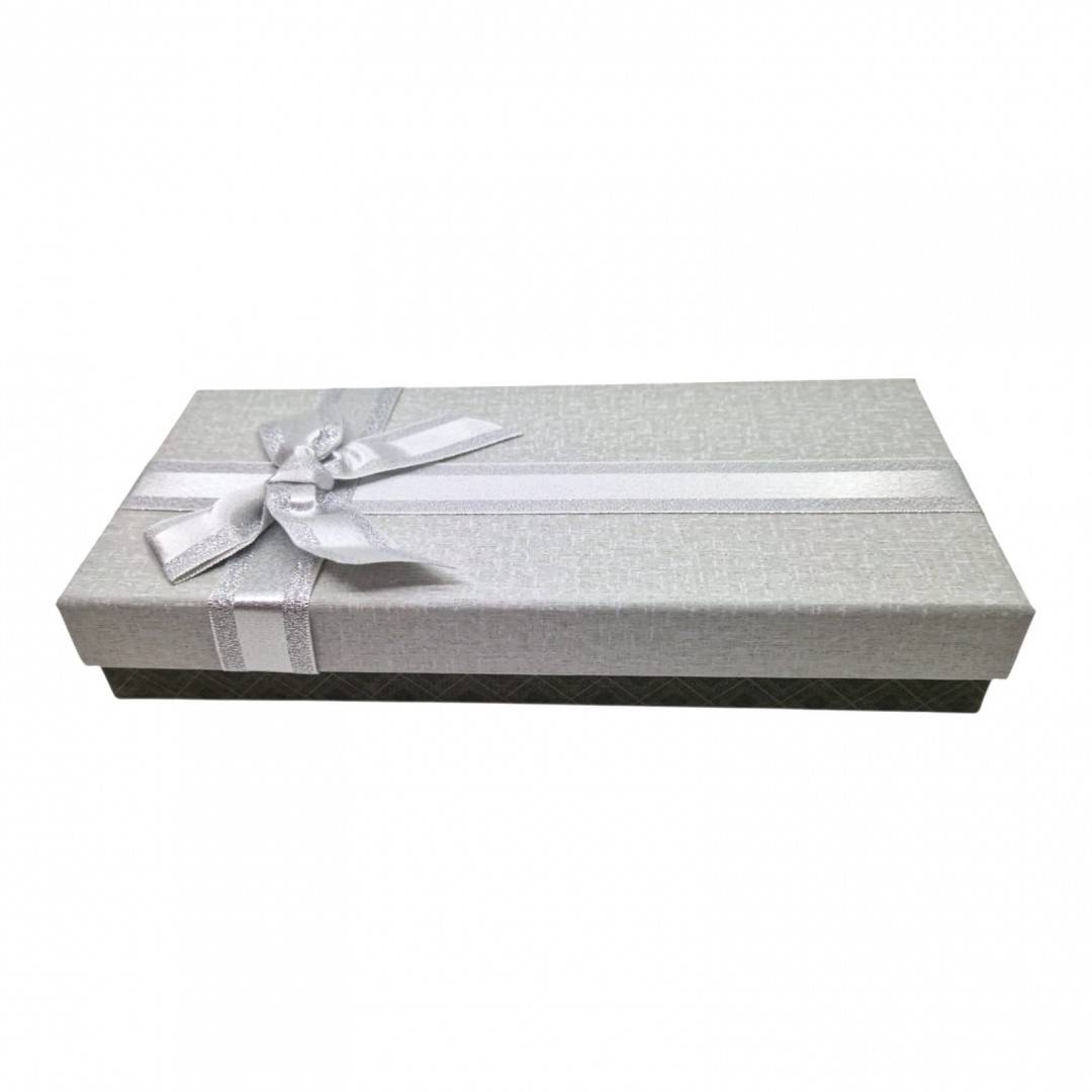 Cutie Cadou pentru Esarfe si Accesorii, cu Funda, 24.5x11.5x4 cm, Argintiu