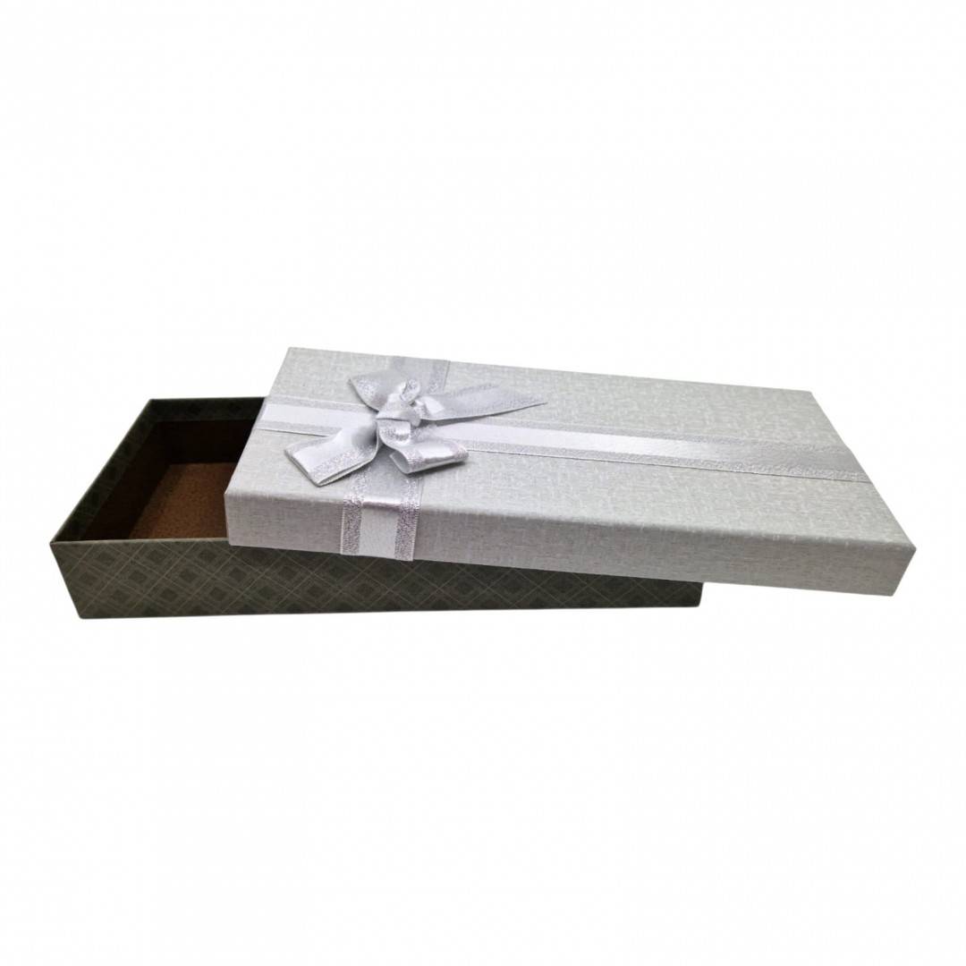 Cutie Cadou pentru Esarfe si Accesorii, cu Funda, 24.5x11.5x4 cm, Argintiu