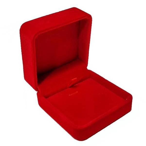 cutie din catifea rosie pentru bijuterii, suport reglabil cu clema metalica de prindere, rosu, 7x7x4 cm