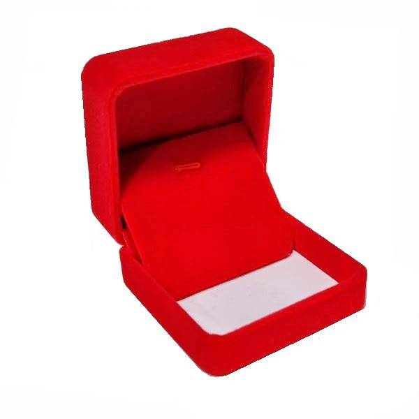 cutie din catifea rosie pentru bijuterii, suport reglabil cu clema metalica de prindere, rosu, 7x7x4 cm