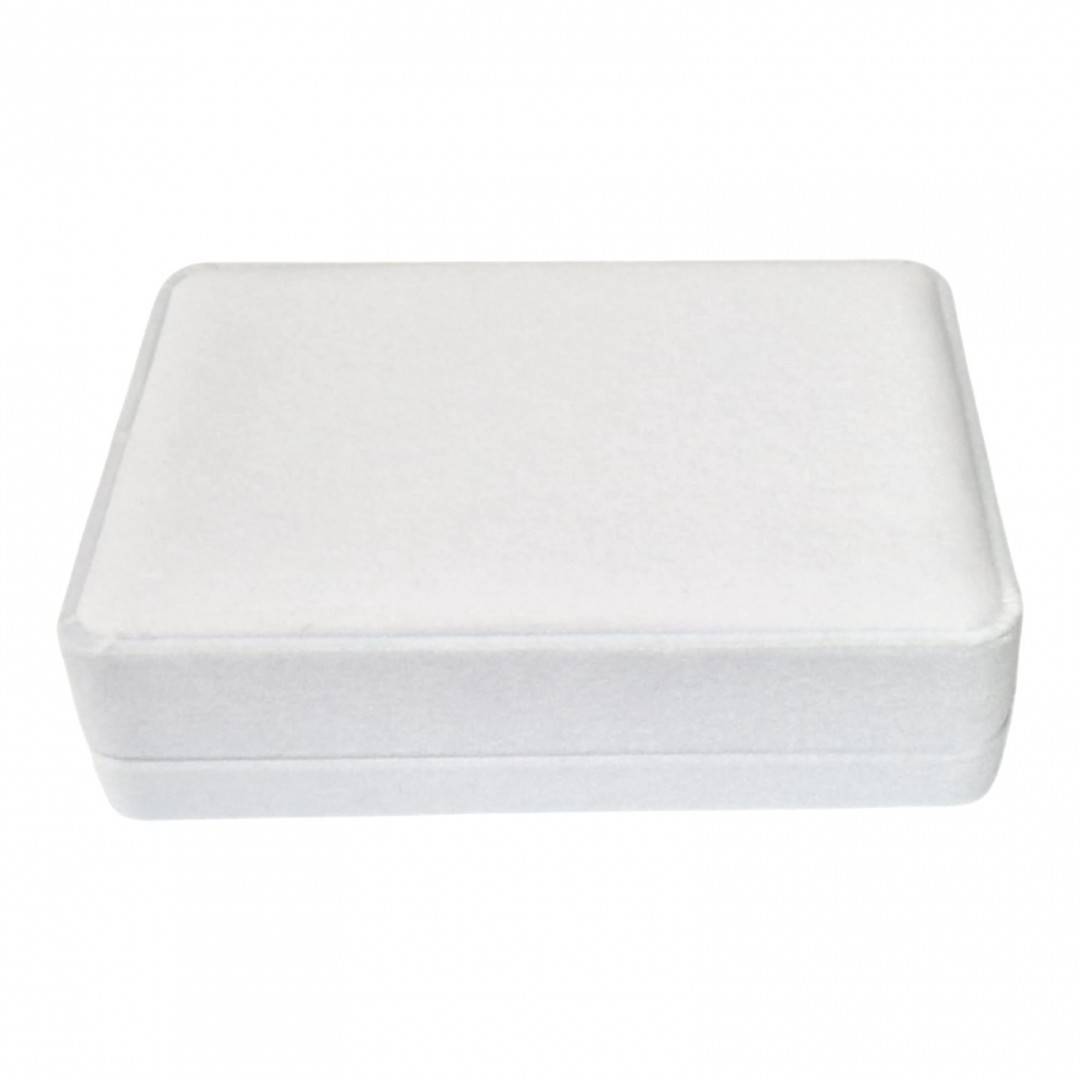 Cutie Premium din Catifea Albă pentru Seturi de Bijuterii – 16 x 12 x 4.5 cm