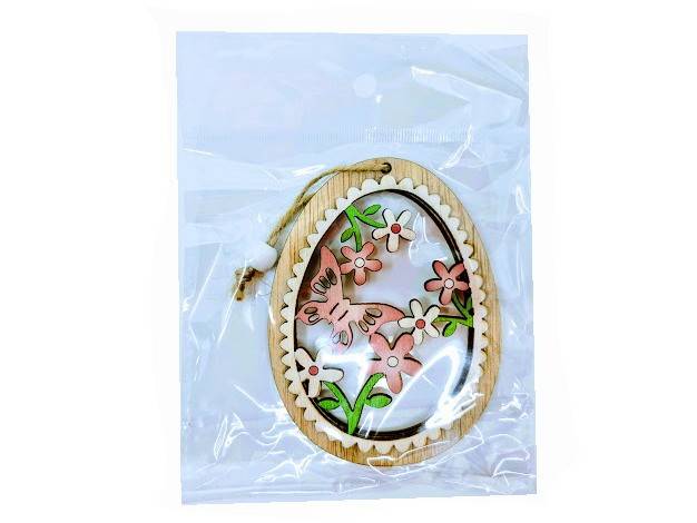 decoratiune din lemn cu agatatoare, peisaj de primavara, decor Paste sub forma de ou, 11cm