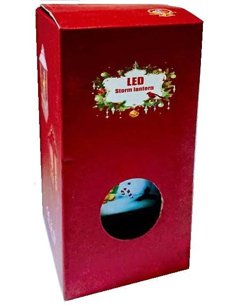 Decoratiune luminoasa pentru Craciun, felinar cu lumina intermitenta, pictat manual, 19 cm inaltime