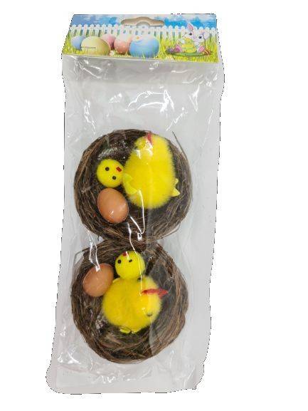 decoratiune Paste, set doua cuiburi cu puisori