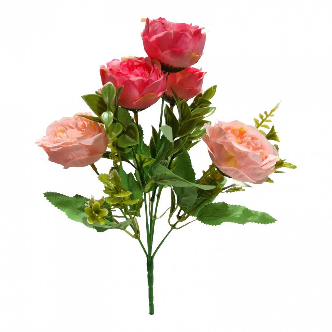 Flori arificiale, bujori, buchet de 5 fire, 30 cm