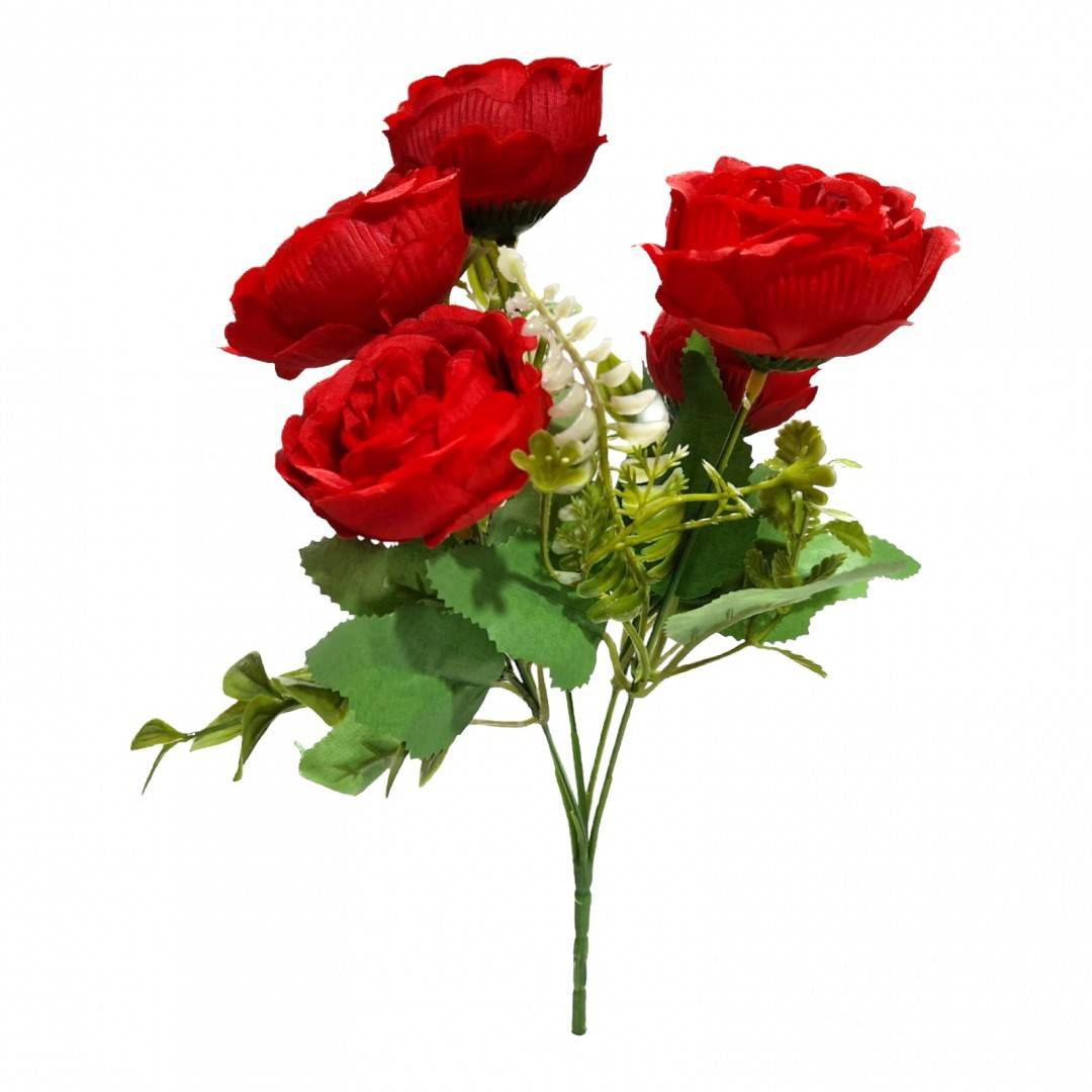Flori arificiale, bujori, buchet de 5 fire, 30 cm