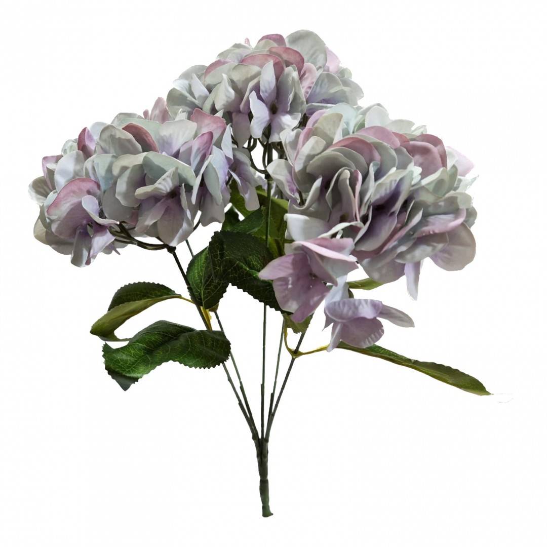 Flori artificiale, buchet 5 fire, hortensie, 42 cm