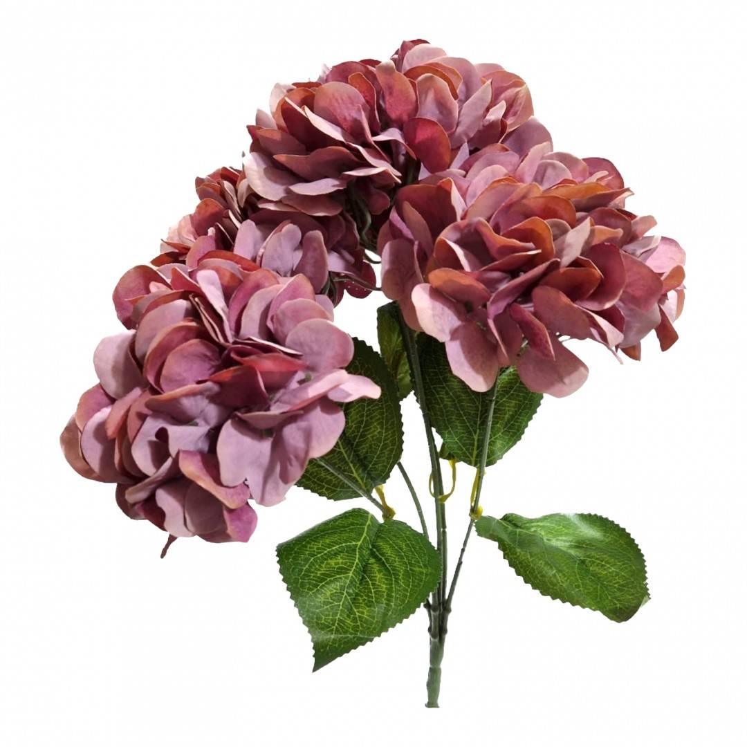 Flori artificiale, buchet 5 fire, hortensie, 42 cm