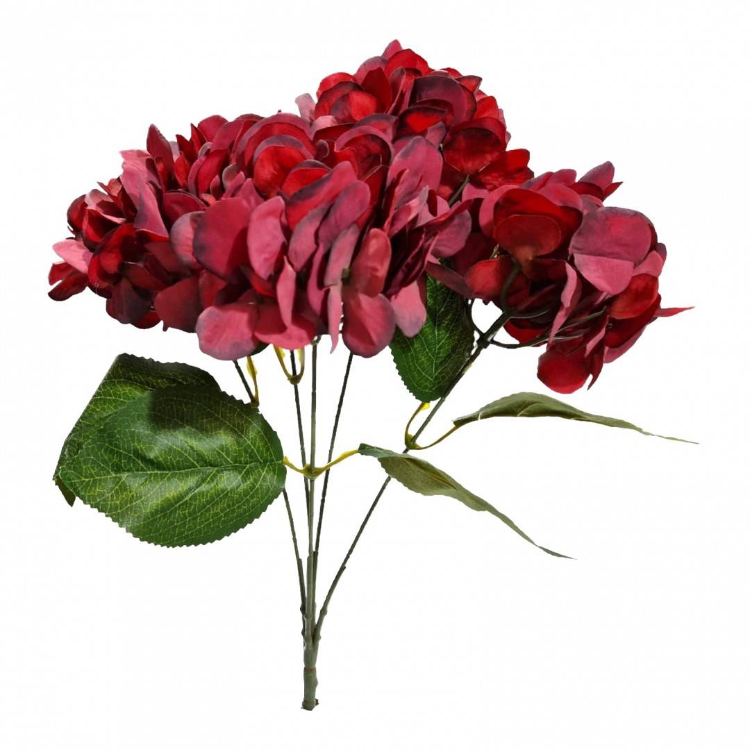 Flori artificiale, buchet 5 fire, hortensie, 42 cm