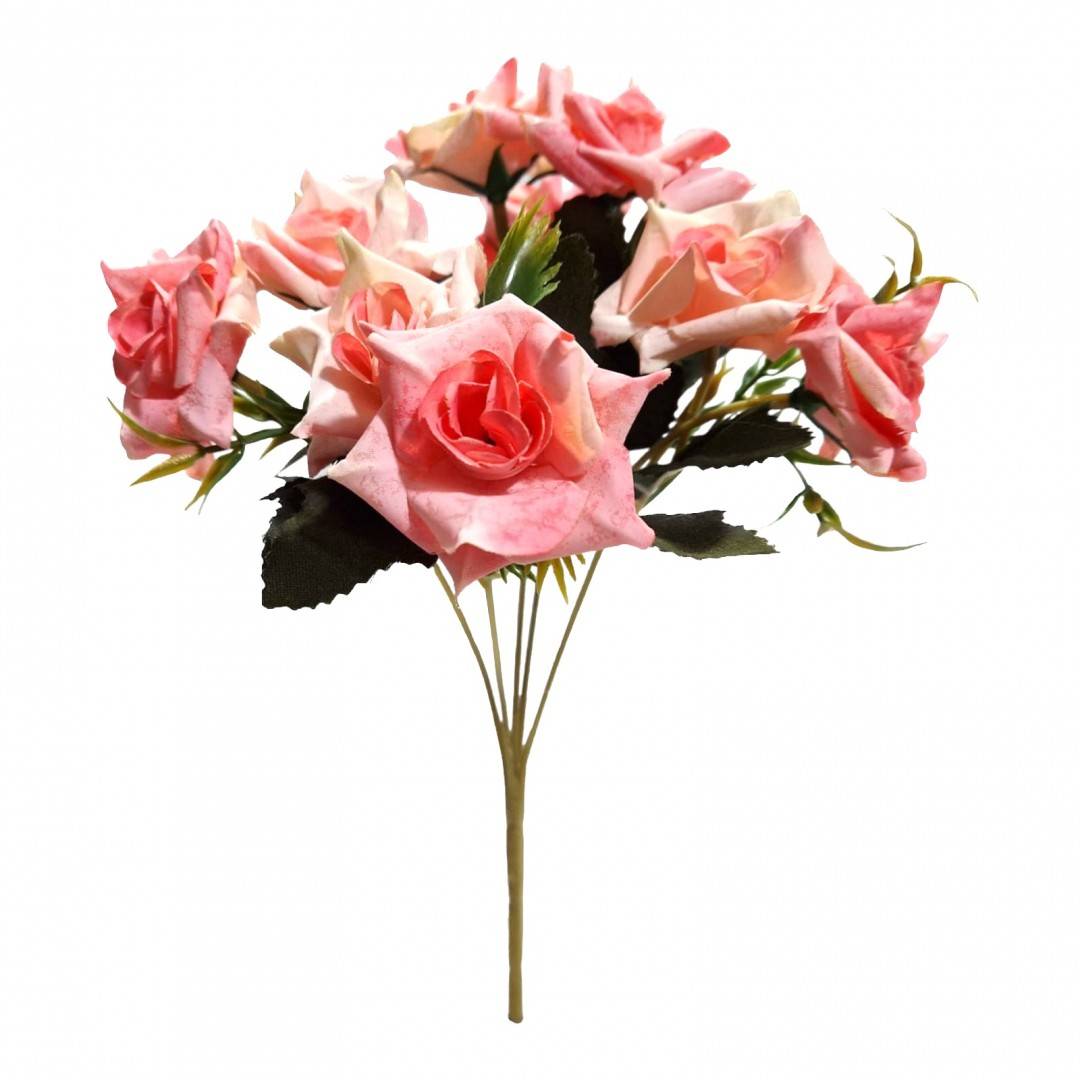 Flori artificiale, buchet 5 fire, miniroze, 28 cm