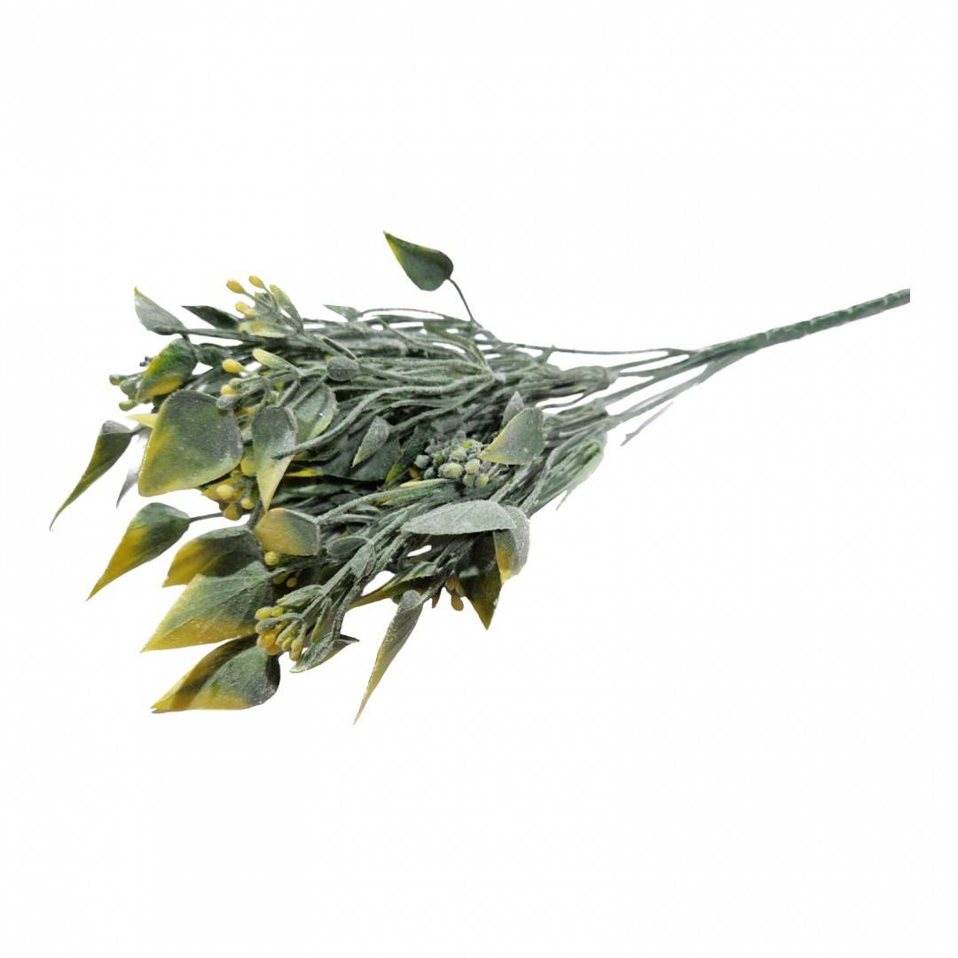 Frunze artificiale brumate cu muguri, buchet de 5 fire, 30 cm