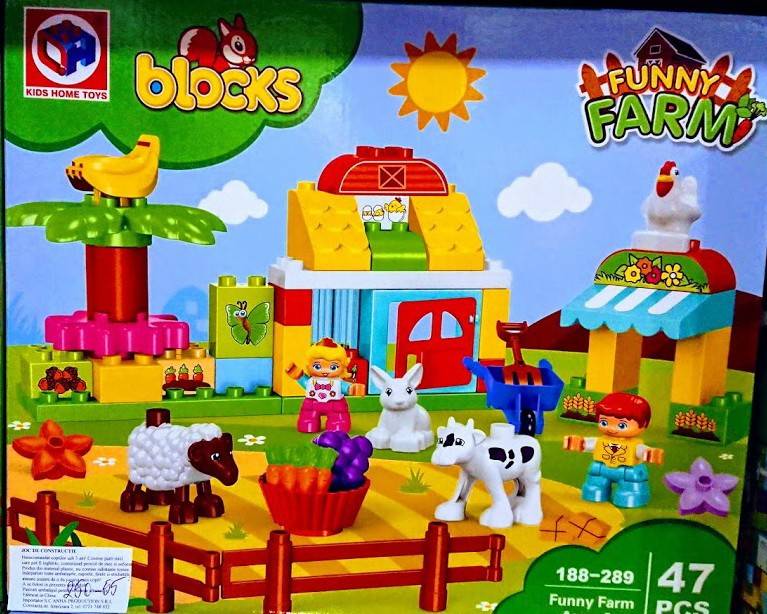 Funny Farm , joc de constructie cu animale, 47 piese