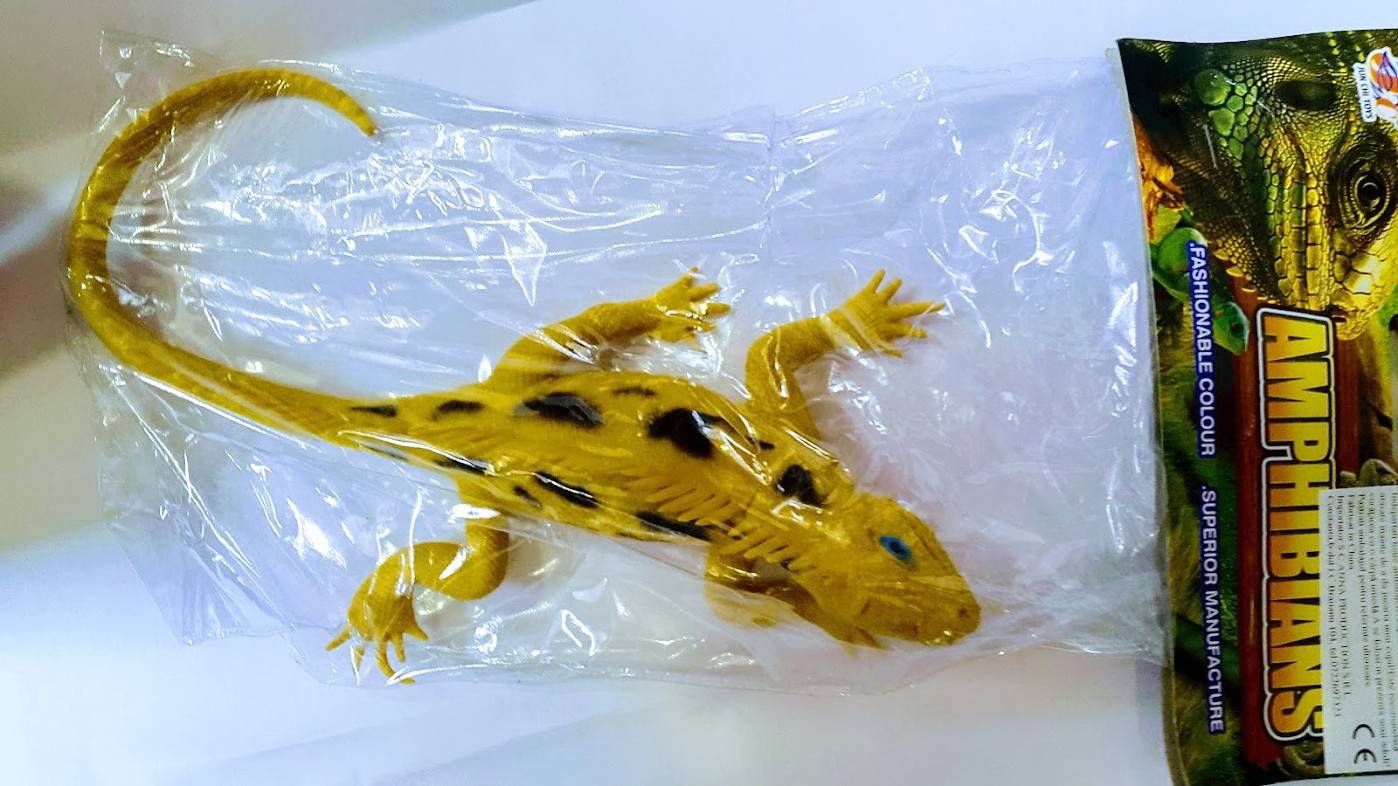 iguana din plastic moale, soparla marime naturala, 35 cm