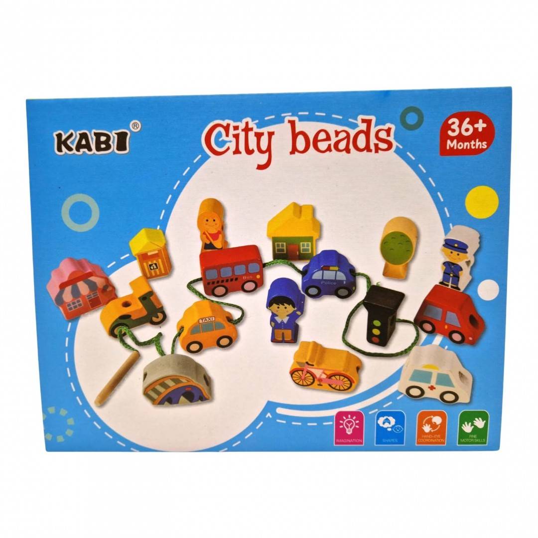 Joc de insirat din lemn, Orasul vesel – City Beads