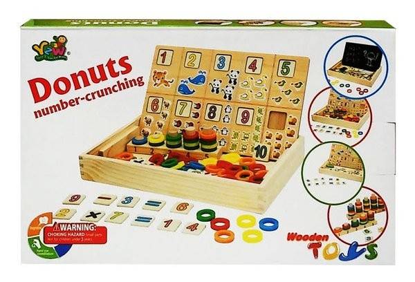 joc din lemn, numarare si calcule matematice, donuts number crunching
