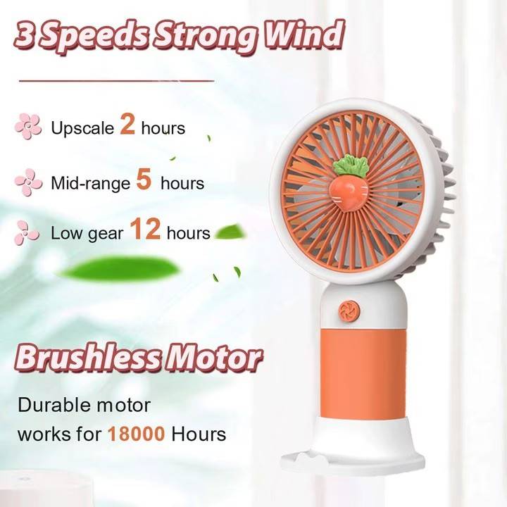 Mini Ventilator Portabil 2 in 1 Cu Suport De Telefon, inaltime 15 cm, portocaliu