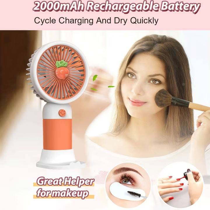 Mini Ventilator Portabil 2 in 1 Cu Suport De Telefon, inaltime 15 cm, portocaliu