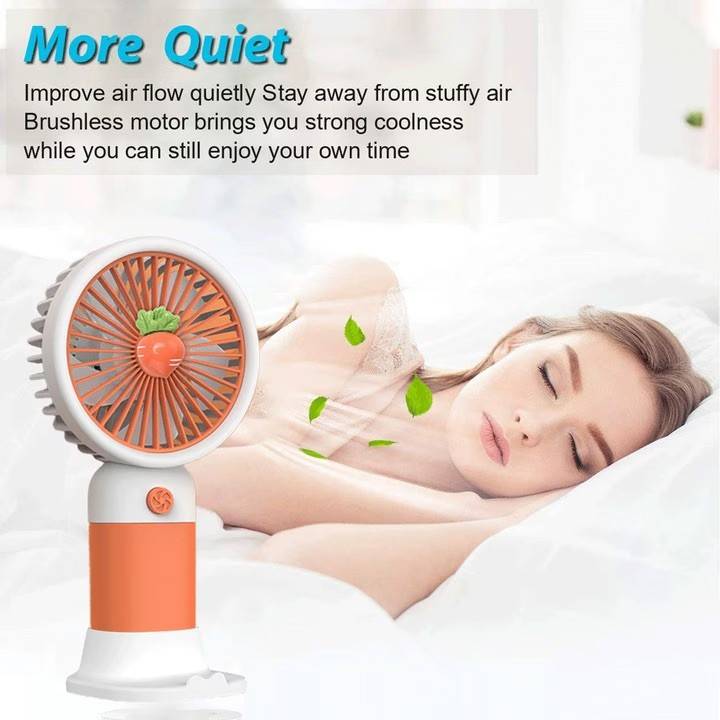 Mini Ventilator Portabil 2 in 1 Cu Suport De Telefon, inaltime 15 cm, portocaliu