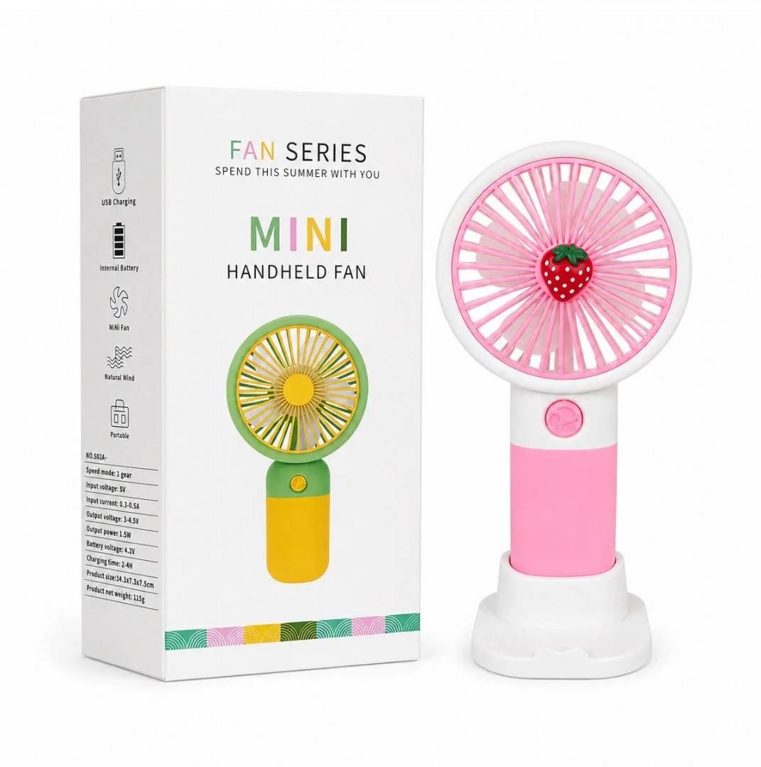 Mini Ventilator Portabil 2 in 1 Cu Suport De Telefon, inaltime 15 cm, roz