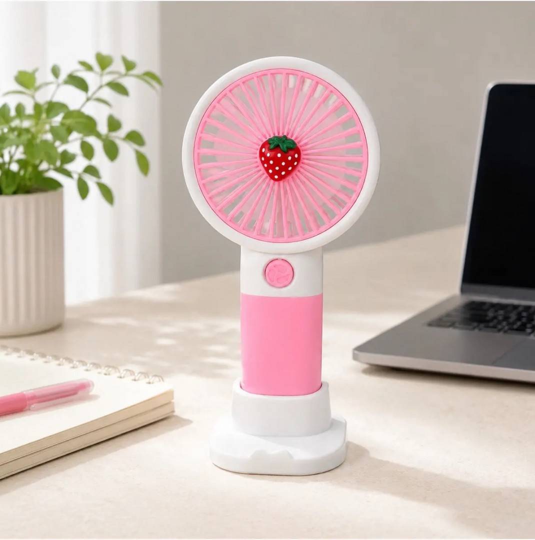 Mini Ventilator Portabil 2 in 1 Cu Suport De Telefon, inaltime 15 cm, roz