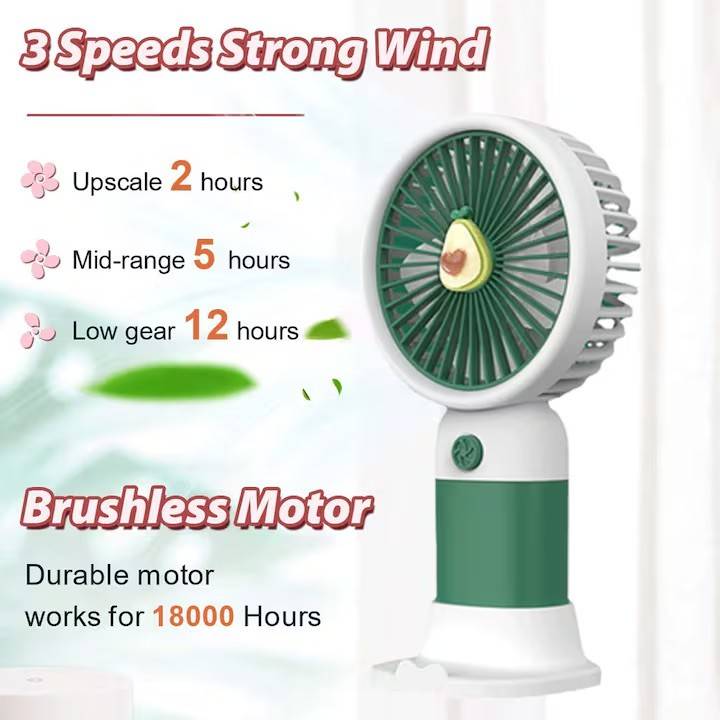 Mini Ventilator Portabil 2 in 1 Cu Suport De Telefon, inaltime 15 cm, verde