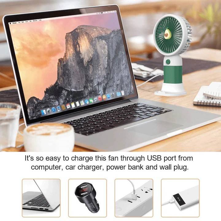 Mini Ventilator Portabil 2 in 1 Cu Suport De Telefon, inaltime 15 cm, verde