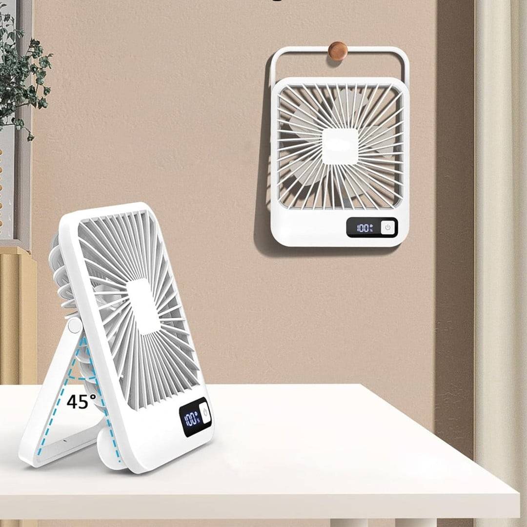 Mini Ventilator Portabil Cu Ecran LCD, alb, 14x17x4 cm