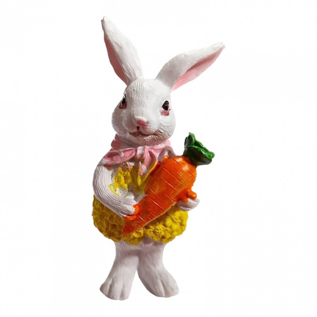 ornament rasina iepure cu morcov, 8 cm