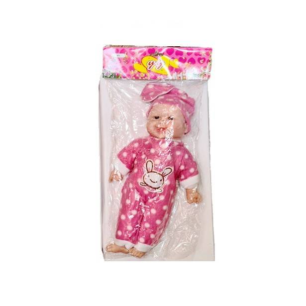 papusa interactiva, bebe care rade, corp moale, caciula cu urechi de iepure, roz, 45 cm
