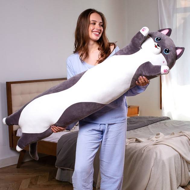 Pisica de plus tip perna, jucarie moale si adorabila pentru imbratisat, 90 cm