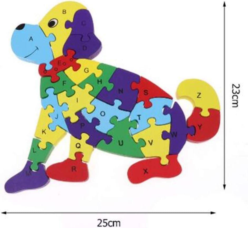 Puzzle din lemn cu litere si cifre, catel, 25 cm