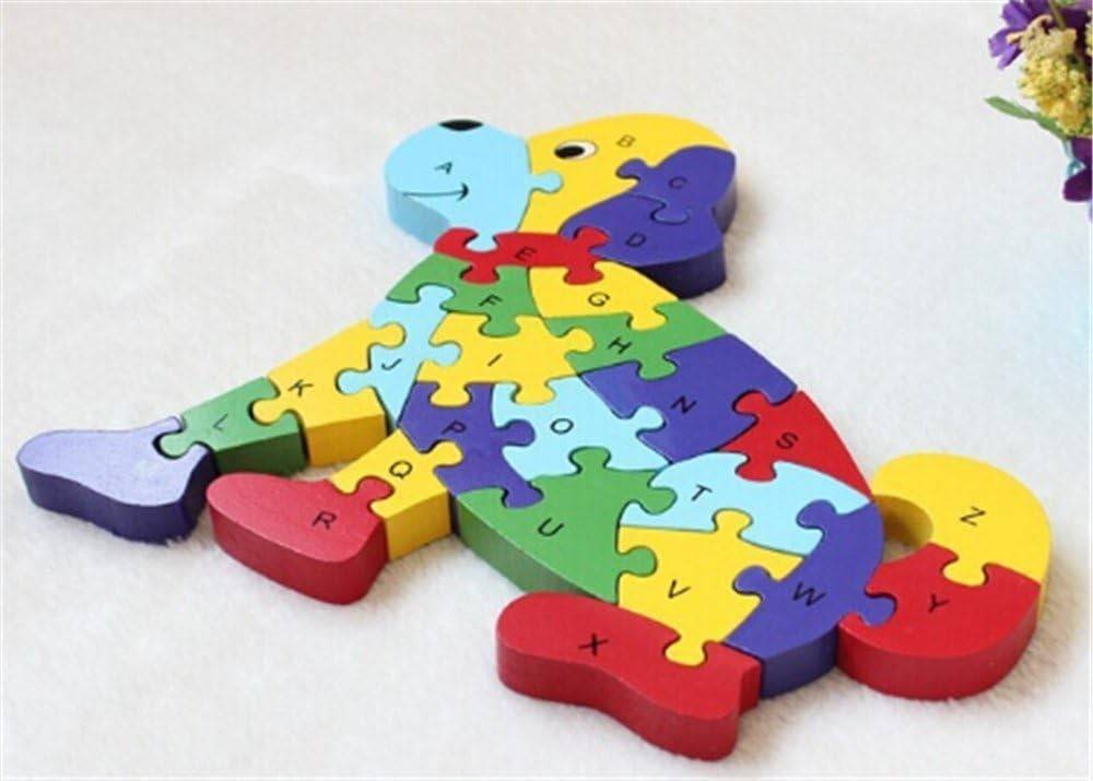 Puzzle din lemn cu litere si cifre, catel, 25 cm