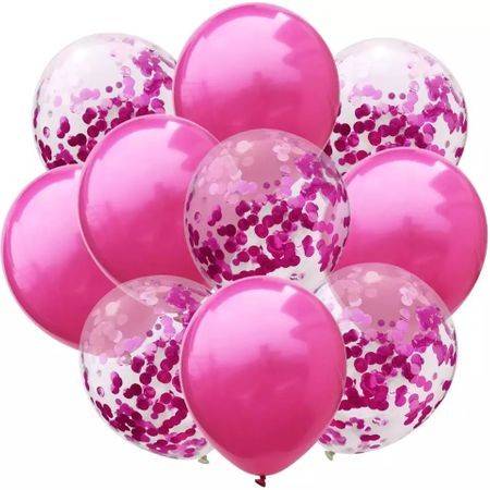 set 10 baloane cu confetti, 30 cm, culoare roz
