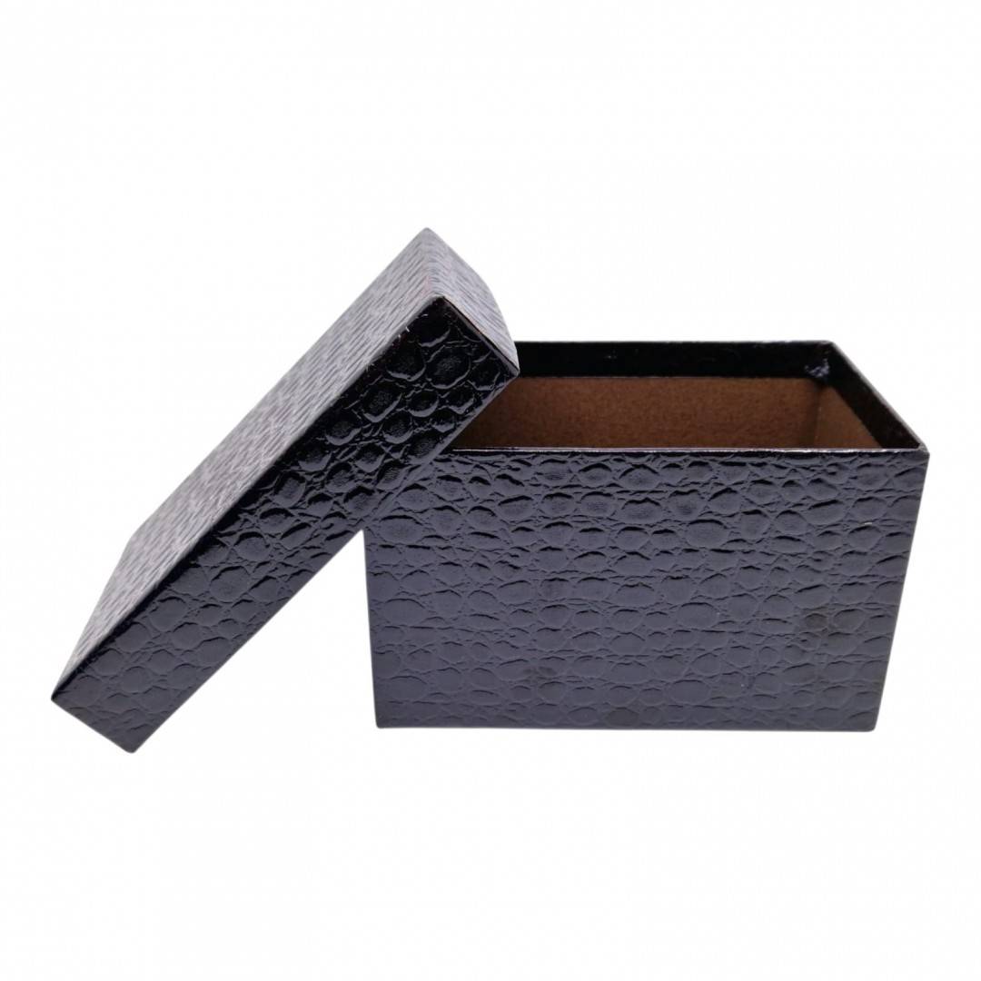 Set 10 Cutii Dreptunghiulare cu Textura Reliefata și Capac Inclus, Carton Rigid Premium, Negru