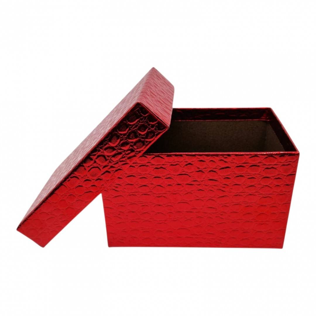Set 10 Cutii Dreptunghiulare cu Textura Reliefata și Capac Inclus, Carton Rigid Premium, Rosu