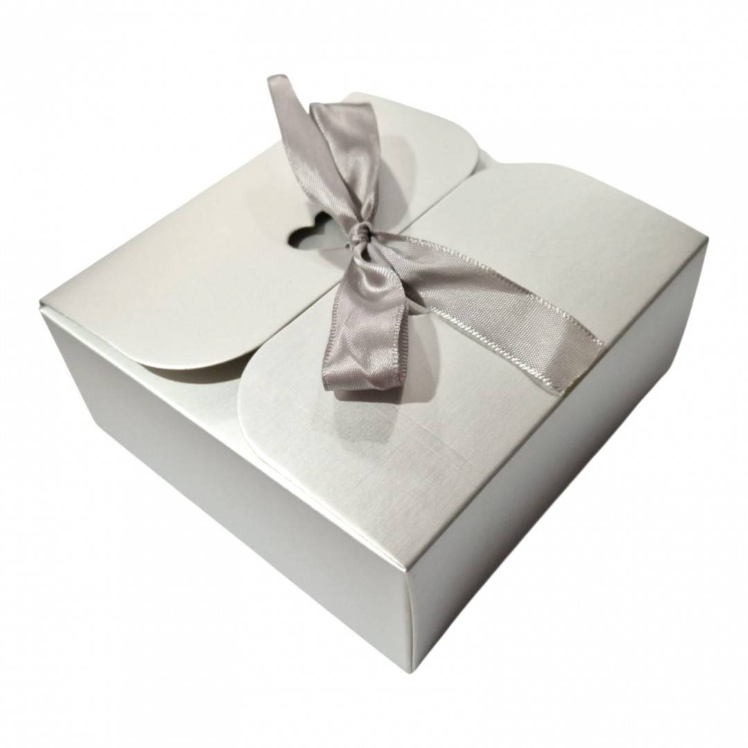Set 12 Cutii Argintii cu Autoformare și Fundita Asortata, 12x12x5 cm